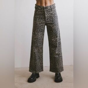 Leopard Print Flare & Wide Leg Jeans
